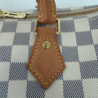 Louis Vuitton Speedy 30 mit Schulterriemen Damier Azur Canvas N40592 / gut Louis Vuitton