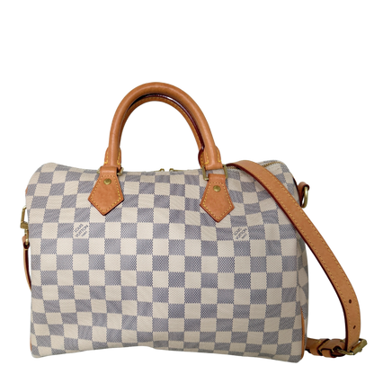 Louis Vuitton Speedy 30 mit Schulterriemen Damier Azur Canvas N40592 / gut Louis Vuitton