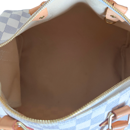 Louis Vuitton Speedy 30 mit Schulterriemen Damier Azur Canvas N40592 / gut Louis Vuitton
