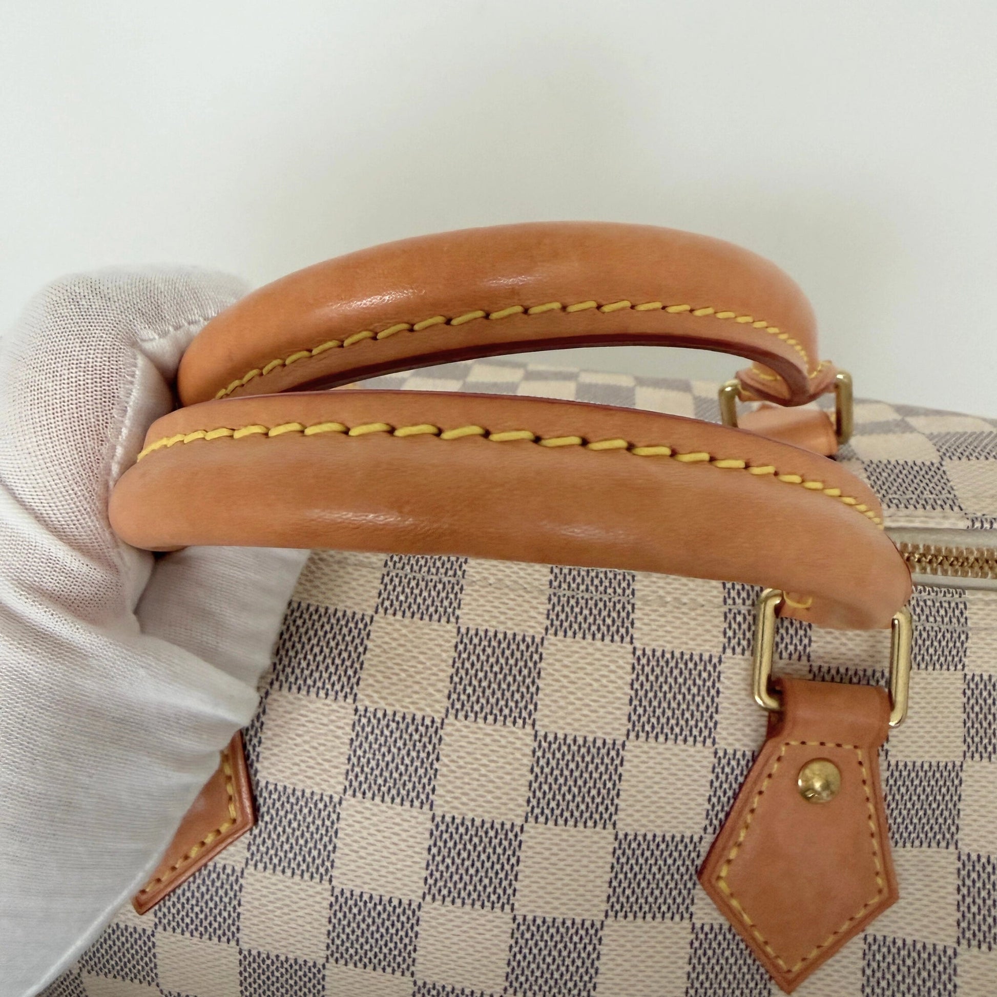 Louis Vuitton Speedy 30 mit Schulterriemen Damier Azur Canvas N40592 / gut Louis Vuitton