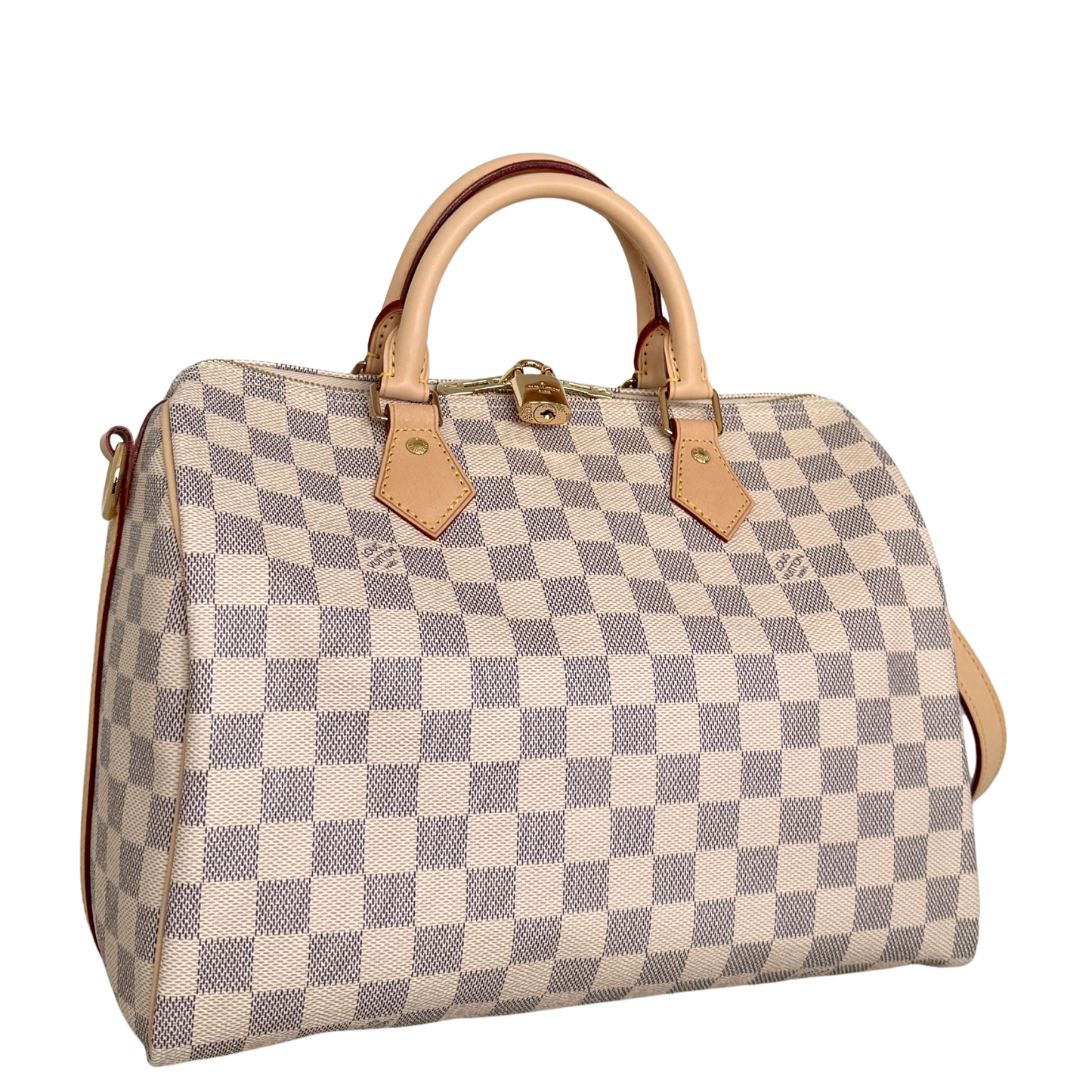 Louis Vuitton Speedy 30 mit Schulterriemen mit Schulterriemen Damier Azur Canvas N40592 Beige Fullset / neuwertig Louis Vuitton
