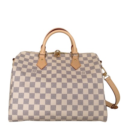 Louis Vuitton Speedy 30 mit Schulterriemen mit Schulterriemen Damier Azur Canvas N40592 Beige Fullset / neuwertig Louis Vuitton