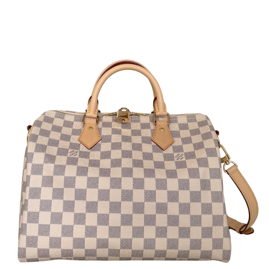 Louis Vuitton Speedy 30 mit Schulterriemen mit Schulterriemen Damier Azur Canvas N40592 Beige Fullset / neuwertig Louis Vuitton