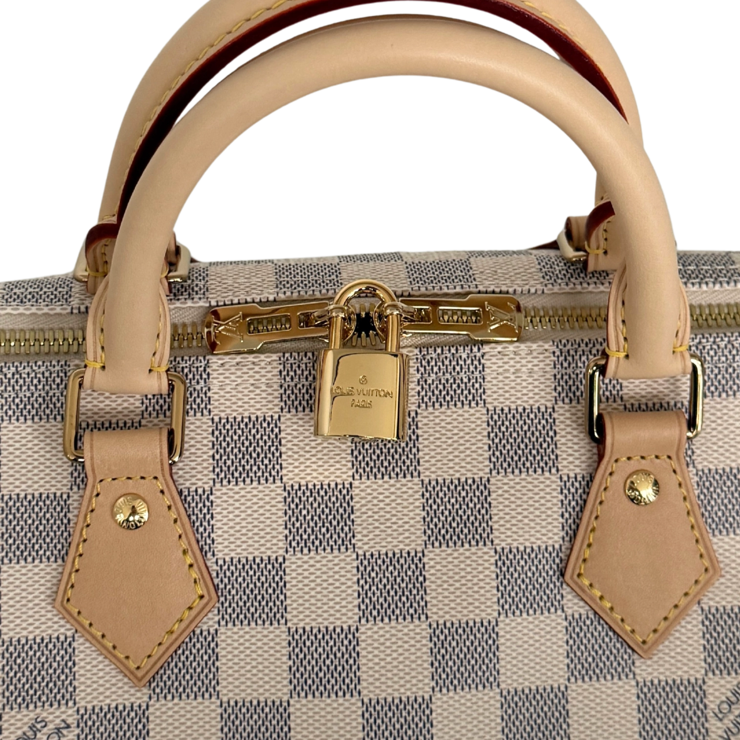 Louis Vuitton Speedy 30 mit Schulterriemen mit Schulterriemen Damier Azur Canvas N40592 Beige Fullset / neuwertig Louis Vuitton