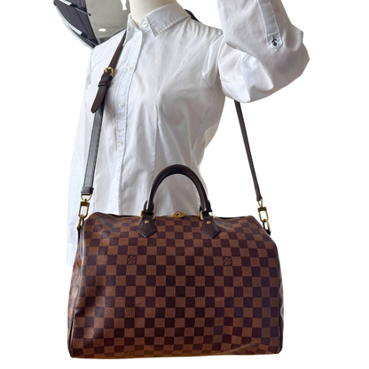 Louis Vuitton Speedy 35 Damier Ebene Bandouliere N41366 / gut Louis Vuitton