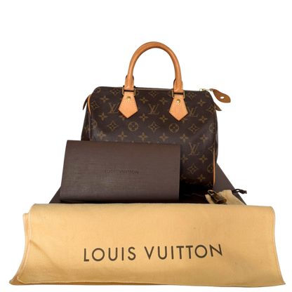 Louis Vuitton Speedy 25 M41528 Monogram Canvas Braun Fullset / gut Louis Vuitton