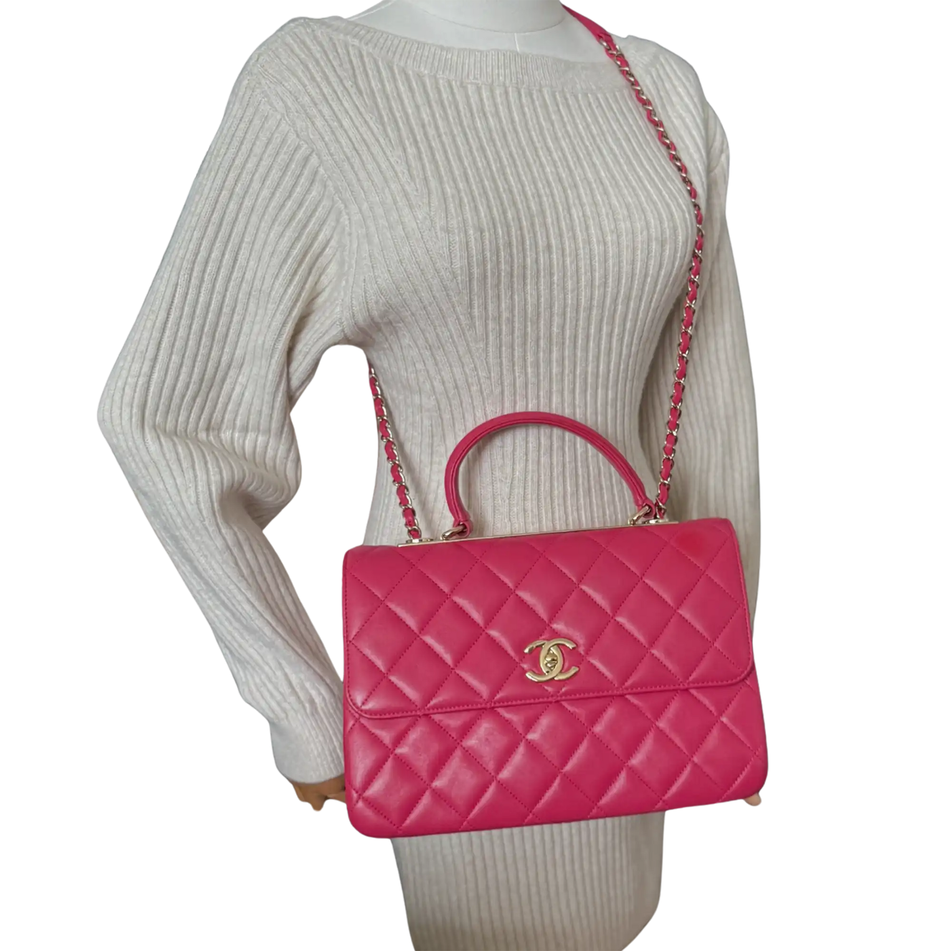 Chanel Trendy CC Top Handle Lammleder Pink / gut Chanel