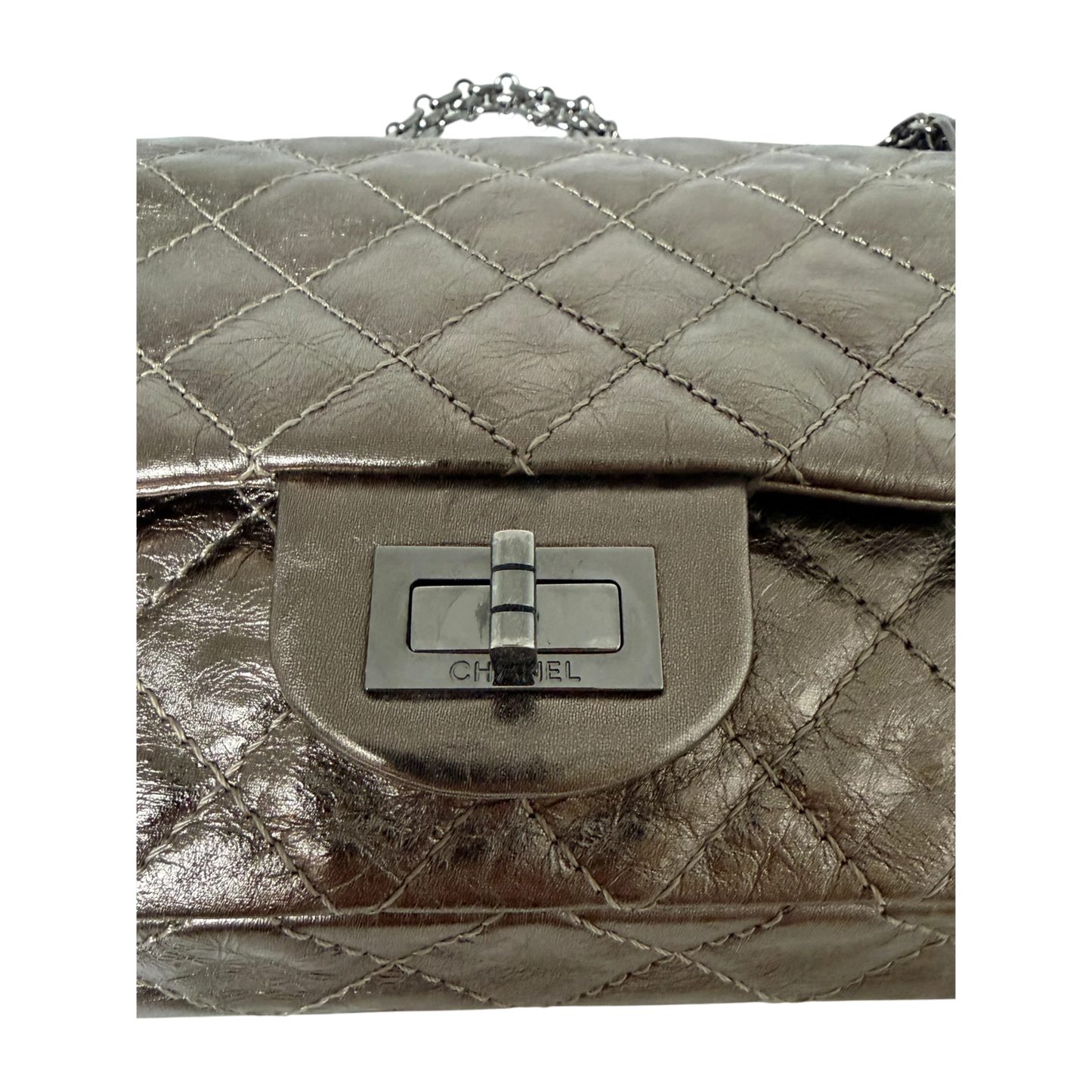 Chanel 2.55 Reissue 224 Classic Double Flap Bag Metallic Bronze / sehr gut Chanel