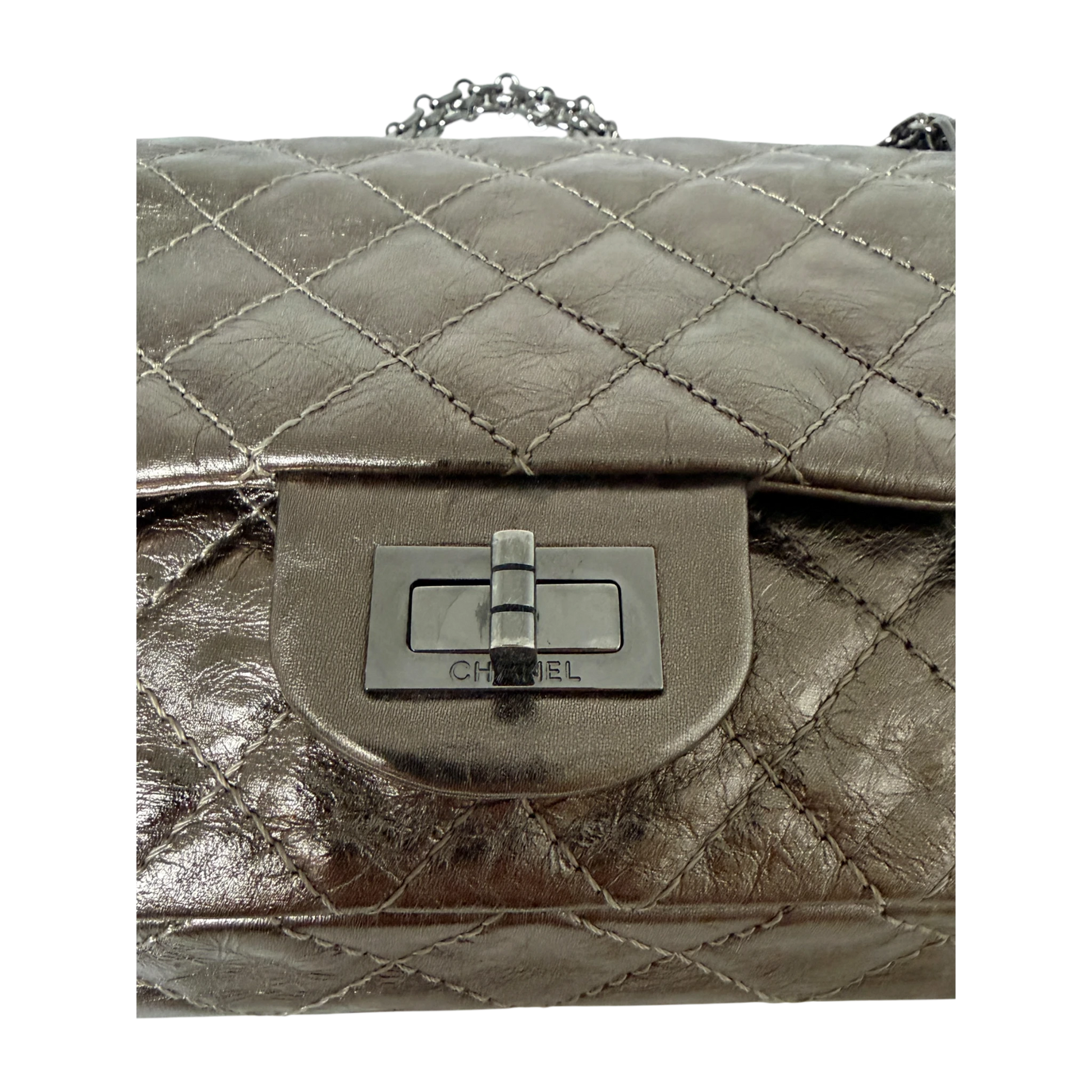 Chanel 2.55 Reissue 224 Classic Double Flap Bag Metallic Bronze / sehr gut Chanel