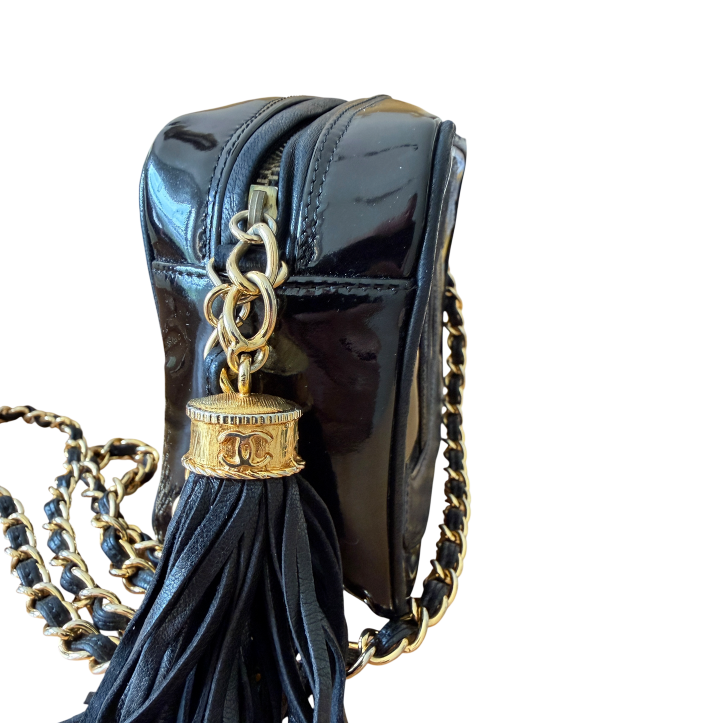 Chanel Vintage Lackleder Camerabag GHW / gut Chanel