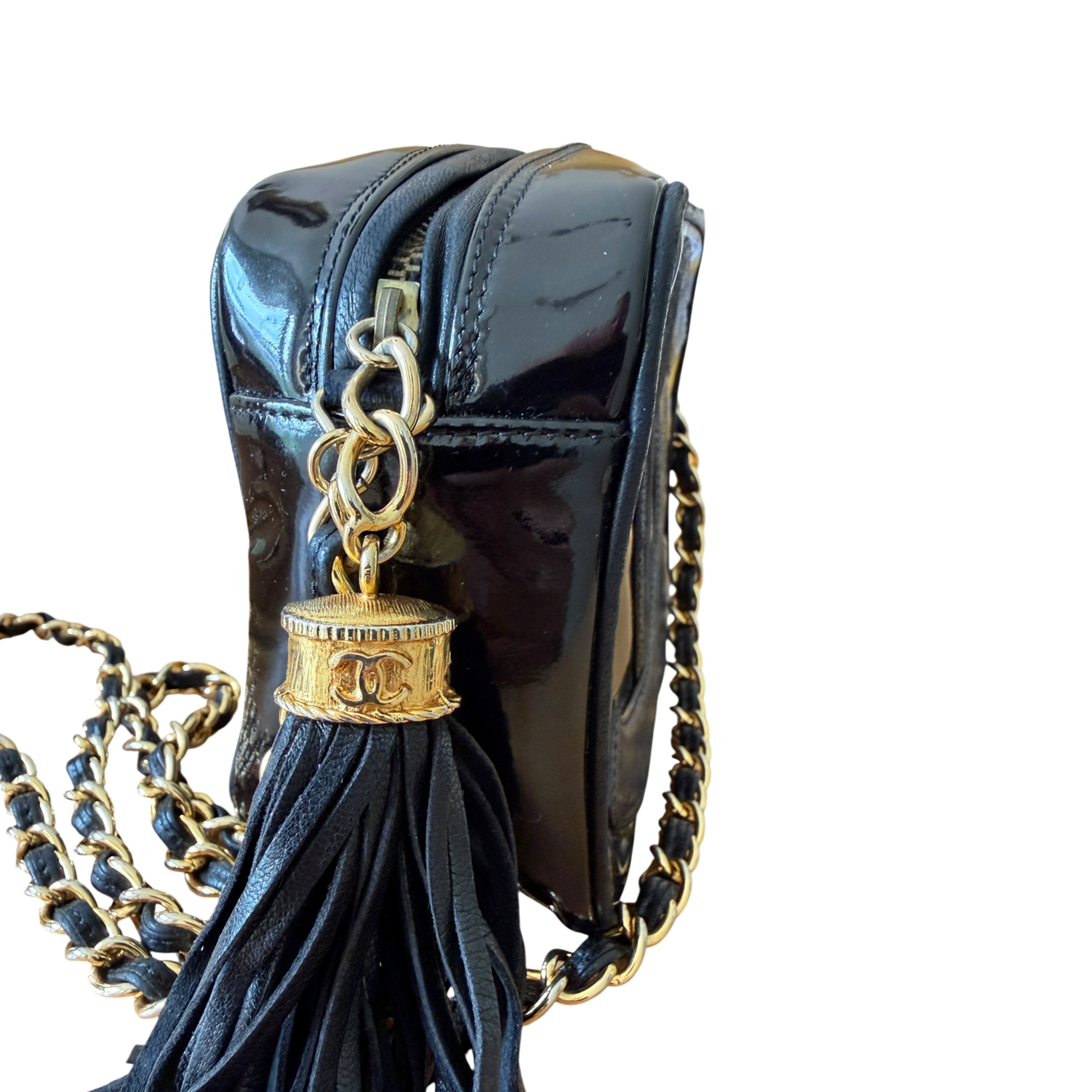 Chanel Vintage Lackleder Camerabag GHW / gut Chanel