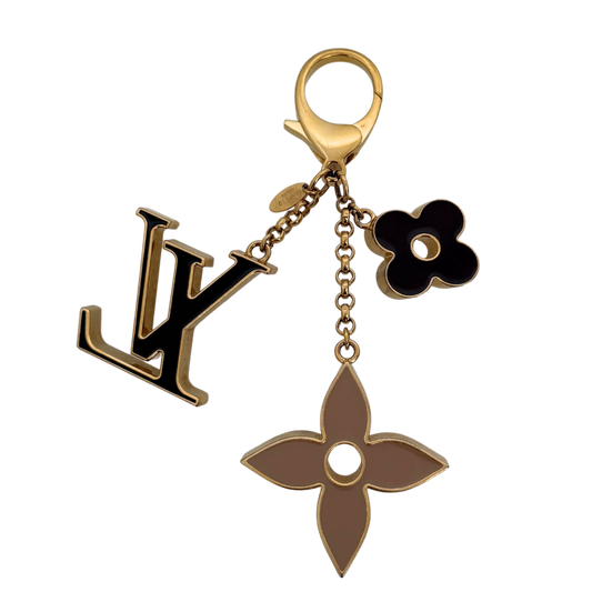 Louis Vuitton Taschenschmuck Fleur de Monogram Schwarz Beige M67119 / sehr gut Louis Vuitton