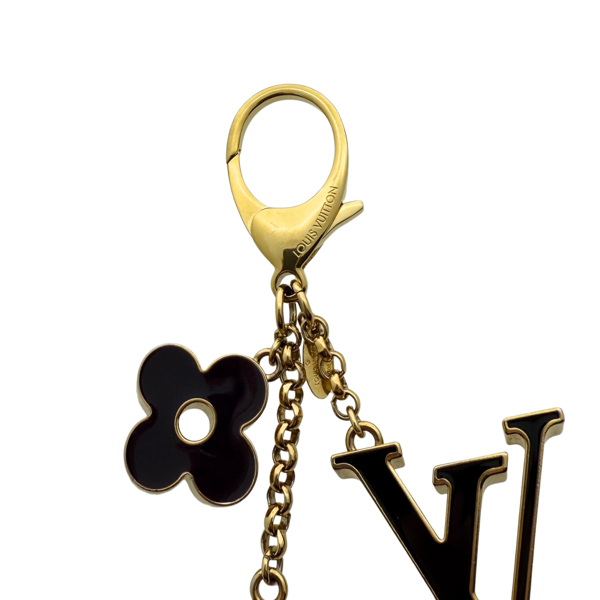 Louis Vuitton Taschenschmuck Fleur de Monogram Schwarz Beige M67119 / sehr gut Louis Vuitton