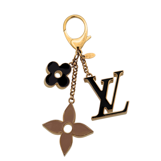 Louis Vuitton Taschenschmuck Fleur de Monogram Schwarz Beige M67119 / sehr gut Louis Vuitton