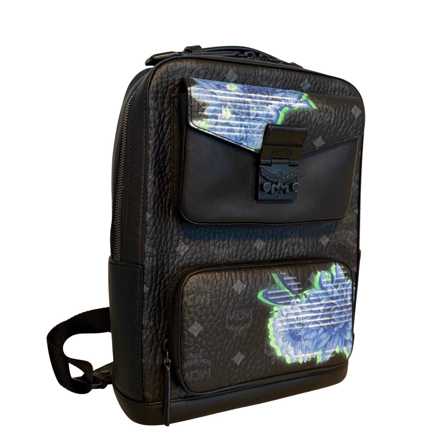 MCM Tech Flower Rucksack Small Schwarz / sehr gut