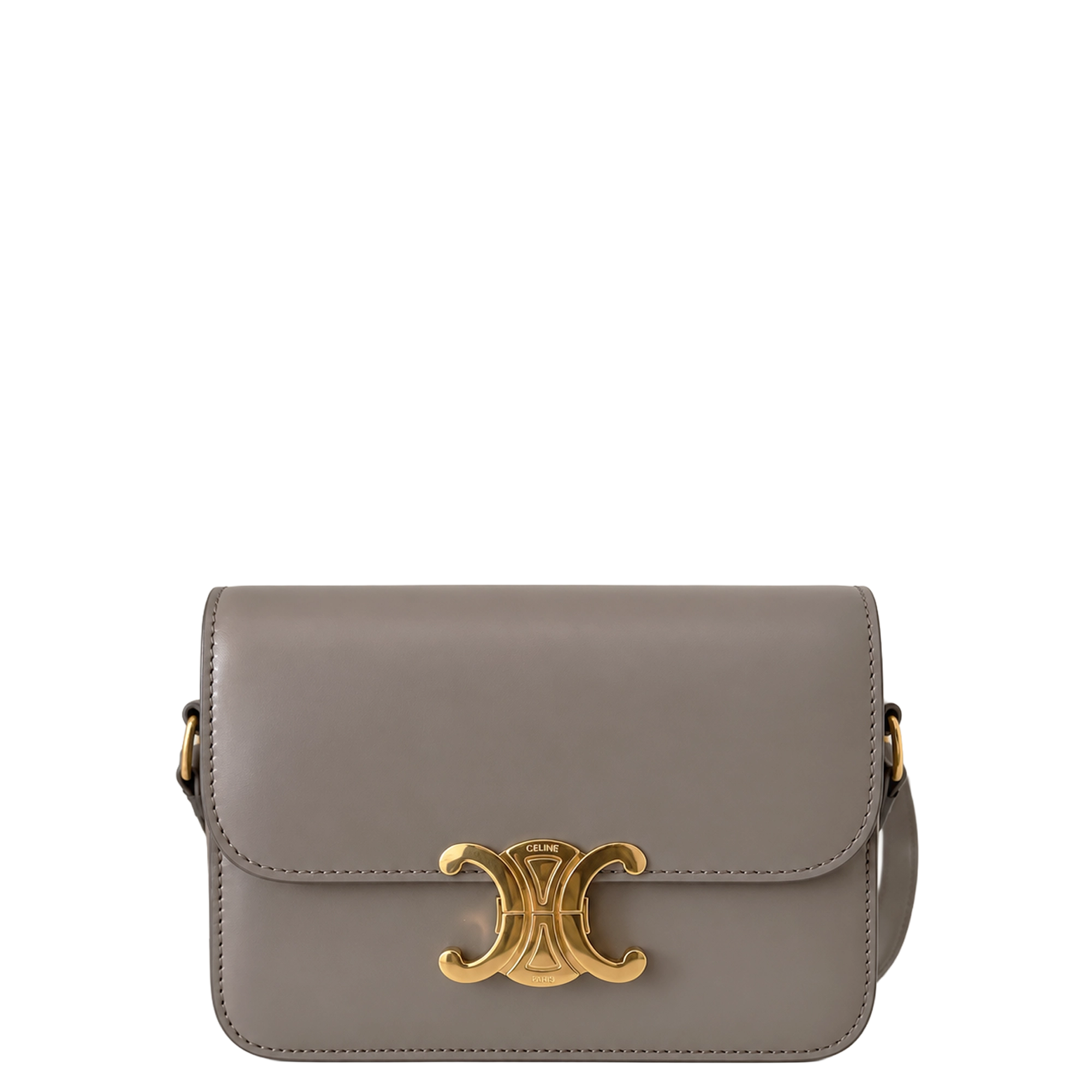 Celine Teen Triomphe Shiny Calfskin Pebble Greige Gold Tasche Celine