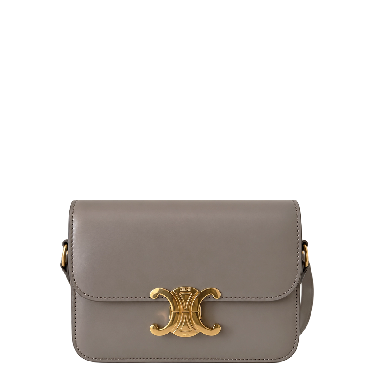 Celine Teen Triomphe Shiny Calfskin Pebble Greige Gold Tasche Celine
