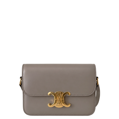 Celine Teen Triomphe Shiny Calfskin Pebble Greige Gold Tasche Celine
