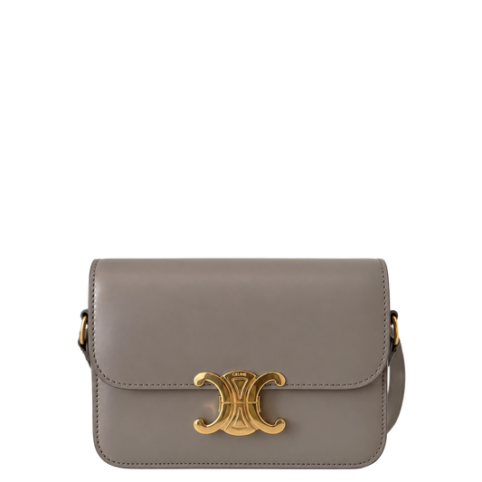 Celine Teen Triomphe Shiny Calfskin Pebble Greige Gold Tasche Celine