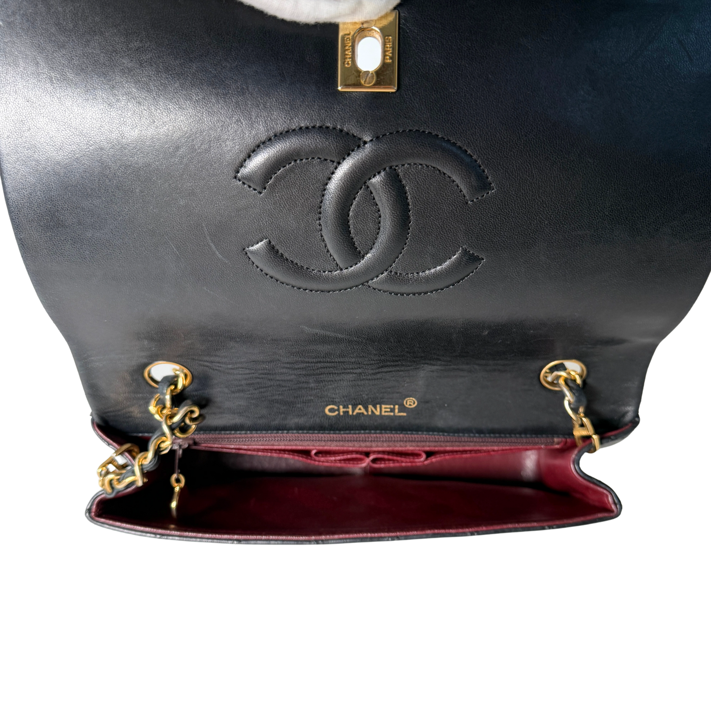 Chanel Timeless Single Flap Small Lammleder Schwarz / gut Chanel