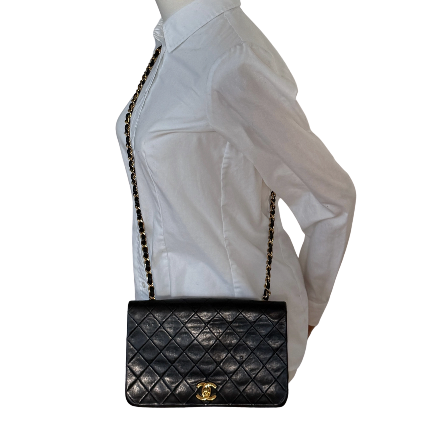 Chanel Timeless Single Flap Small Lammleder Schwarz / gut Chanel