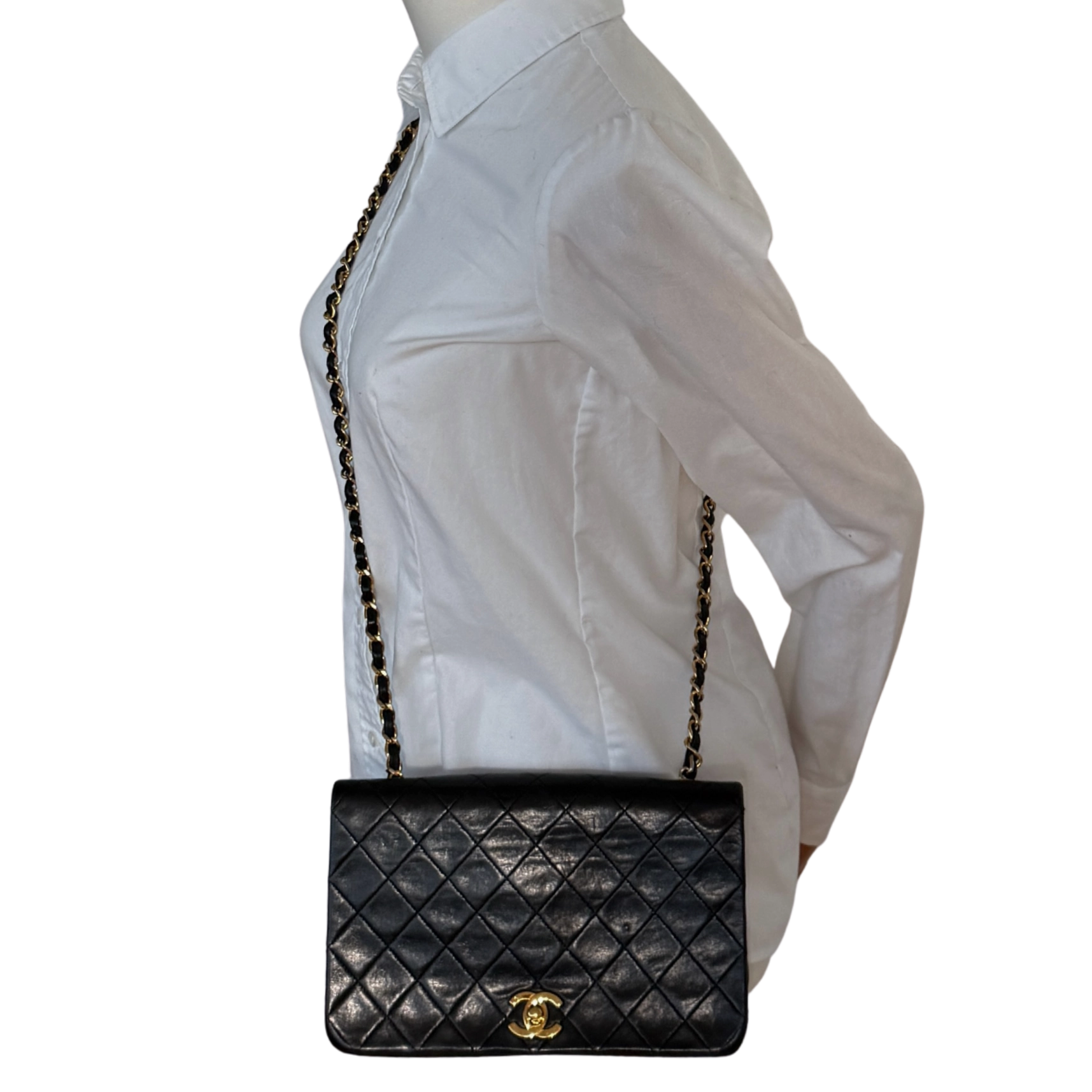 Chanel Timeless Single Flap Small Lammleder Schwarz / gut Chanel