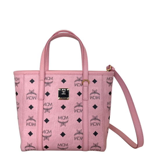 MCM Mini Toni Shopper mit Reißverschluss in Visetos Soft Pink / sehr gut MCM