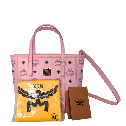 MCM Mini Toni Shopper mit Reißverschluss in Visetos Soft Pink / sehr gut MCM