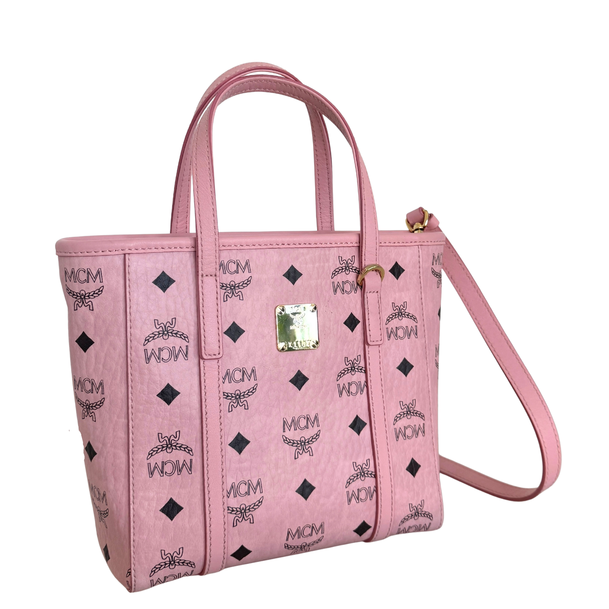 MCM Mini Toni Shopper mit Reißverschluss in Visetos Soft Pink / sehr gut MCM