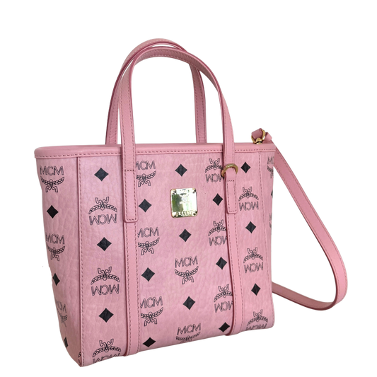 MCM Mini Toni Shopper mit Reißverschluss in Visetos Soft Pink / sehr gut MCM