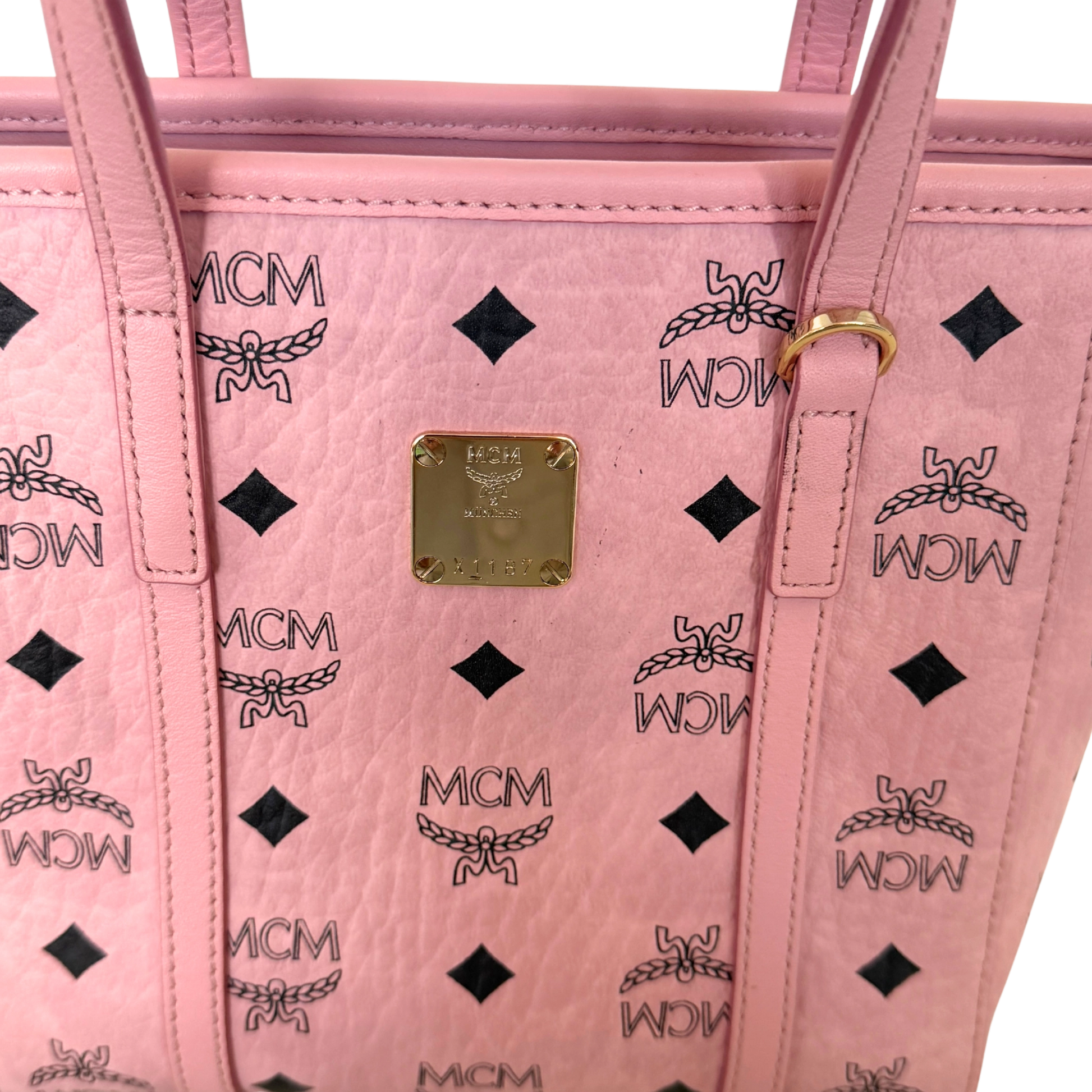 MCM Mini Toni Shopper mit Reißverschluss in Visetos Soft Pink / sehr gut MCM