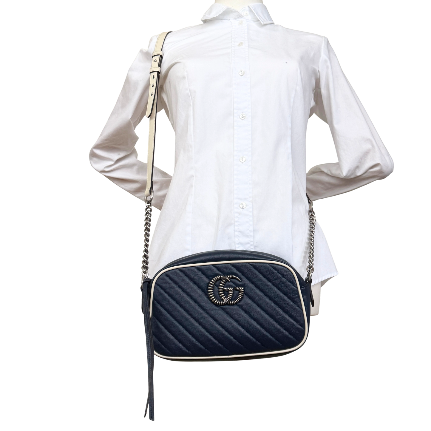 Gucci GG Marmont Torchon Schultertasche Blau / sehr gut Gucci