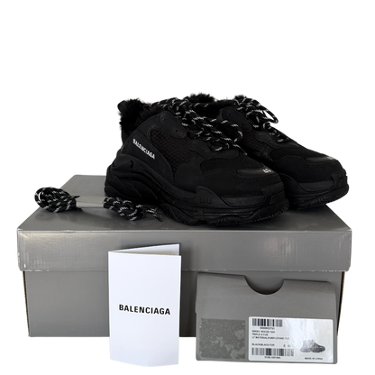 Balenciaga Triple S Kunstfell Größe 40 Schwarz / neuwertig Balenciaga