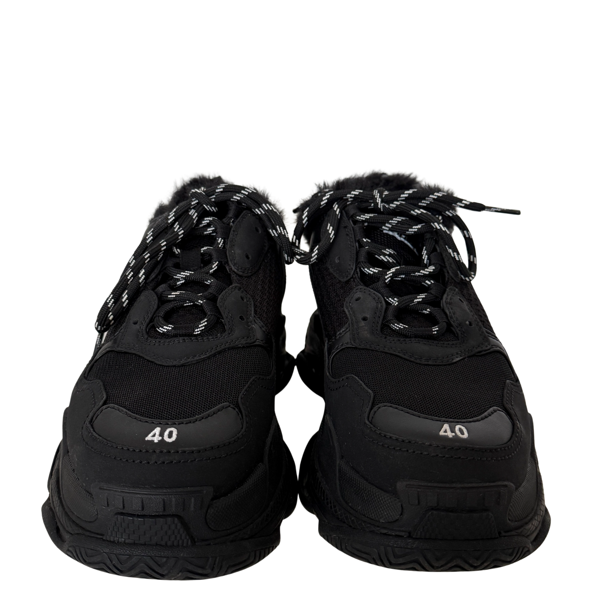 Balenciaga Triple S Kunstfell Größe 40 Schwarz / neuwertig Balenciaga