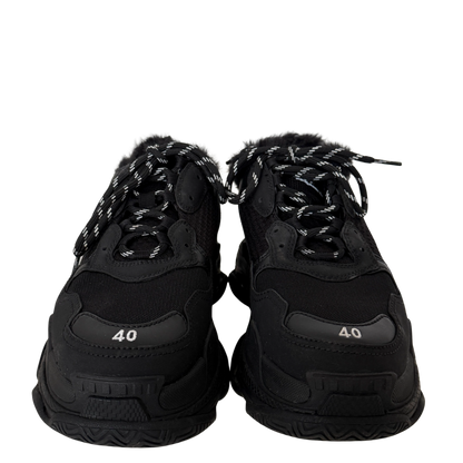 Balenciaga Triple S Kunstfell Größe 40 Schwarz / neuwertig Balenciaga