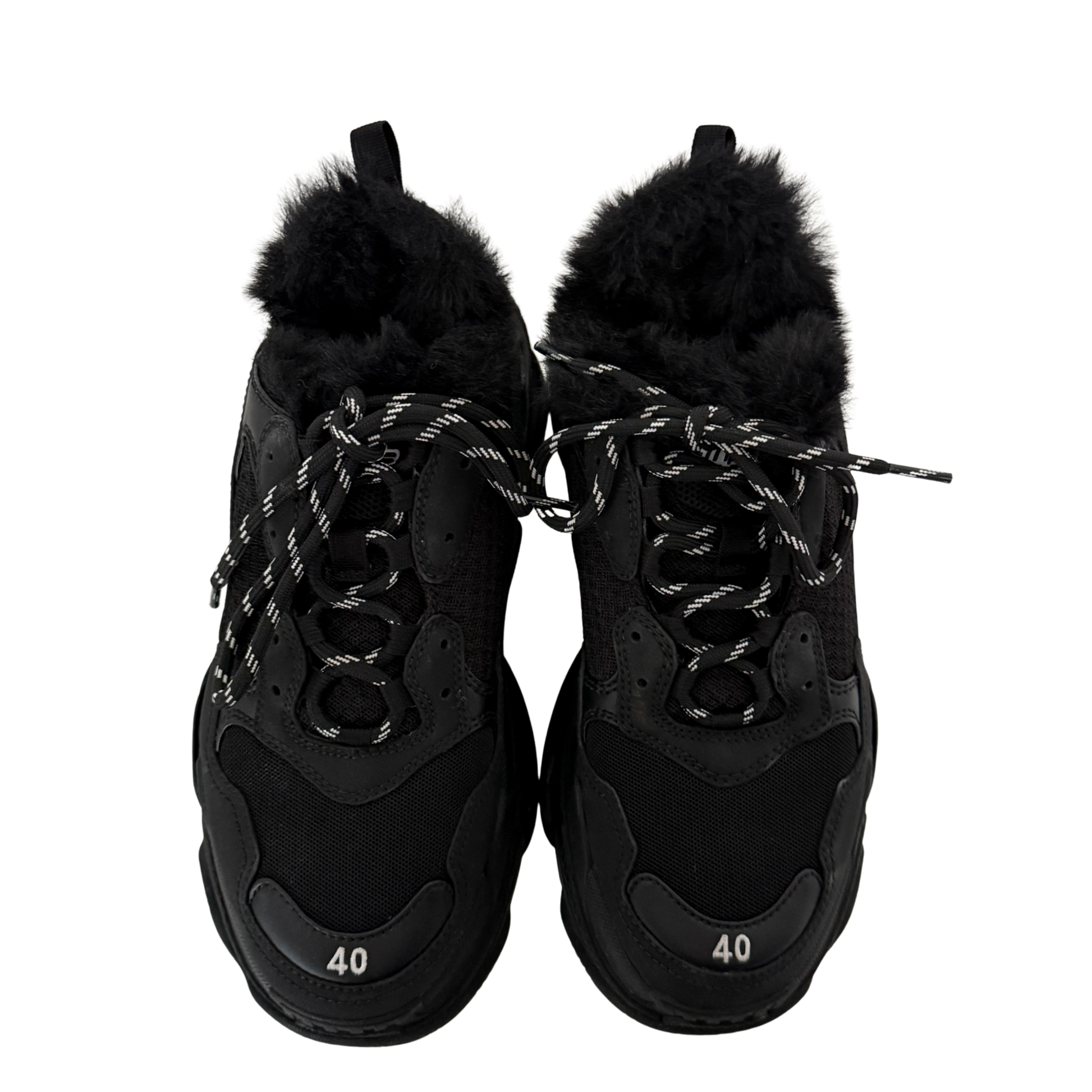 Balenciaga Triple S Kunstfell Größe 40 Schwarz / neuwertig Balenciaga