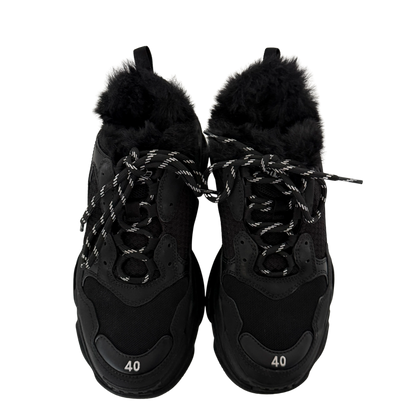 Balenciaga Triple S Kunstfell Größe 40 Schwarz / neuwertig Balenciaga