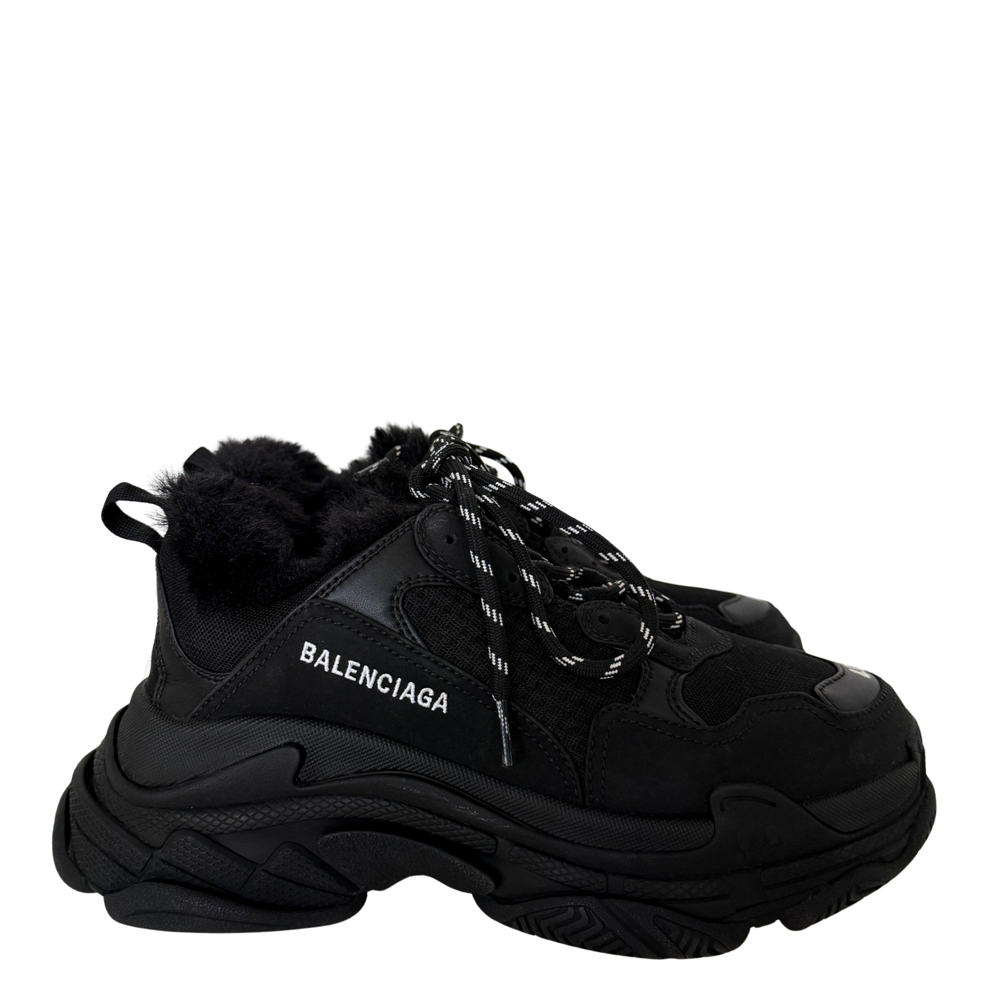 Balenciaga Triple S Kunstfell Größe 40 Schwarz / neuwertig Balenciaga