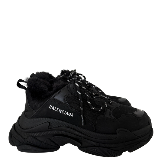 Balenciaga Triple S Kunstfell Größe 40 Schwarz / neuwertig Balenciaga