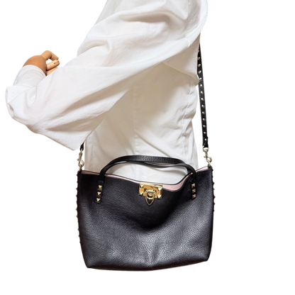 Valentino Garavani Rockstud mit Pochette Handtasche Schwarz / sehr gut Valentino