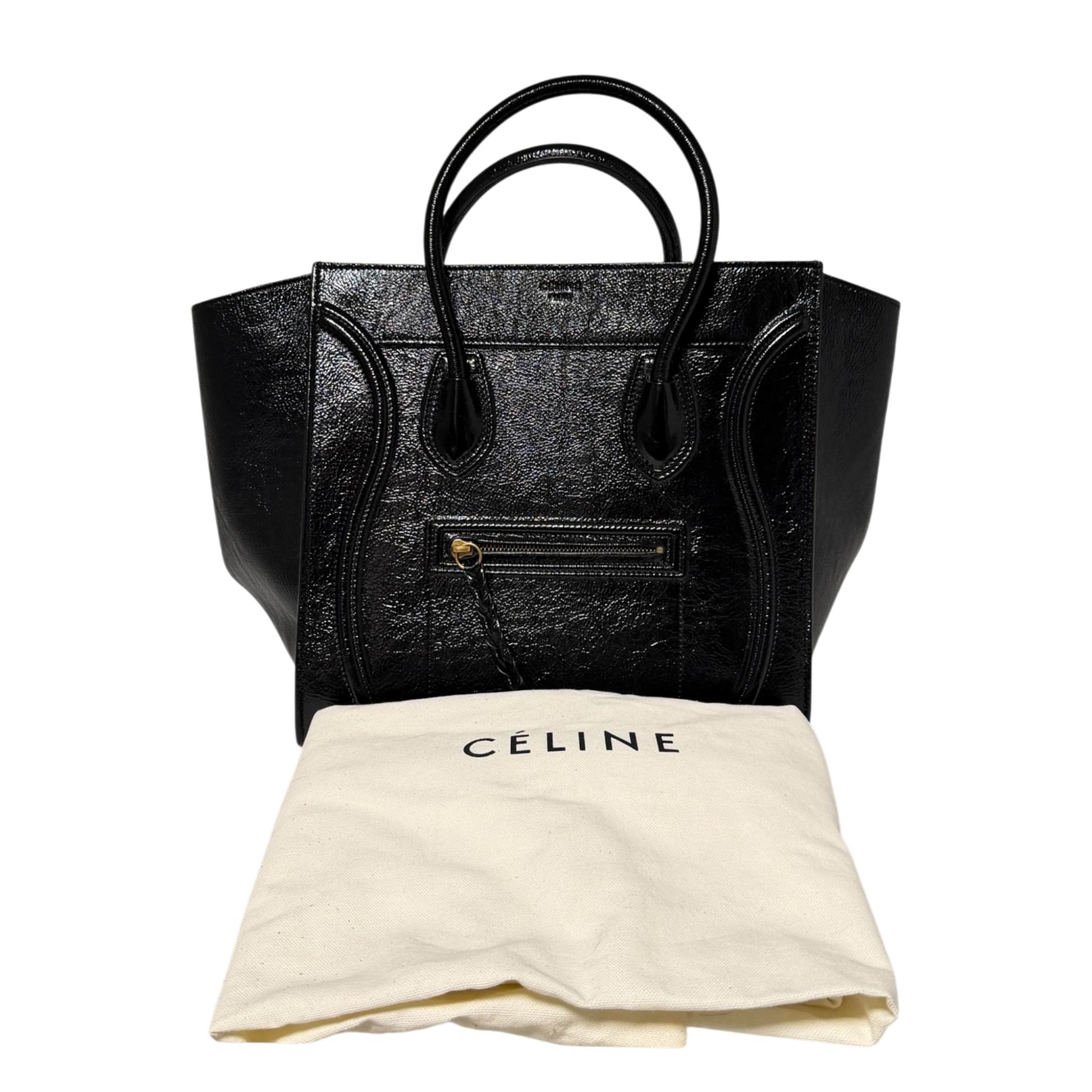 CELINE Luggage Phantom Lackleder Medium schwarz  / neuwertig CELINE