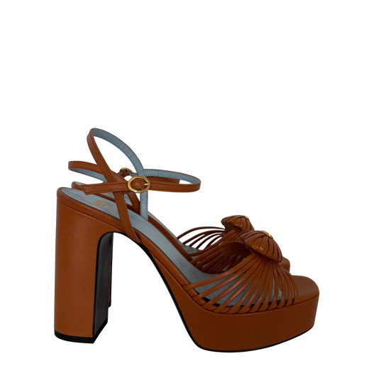 Valentino Garavani Sandal Royal Plateausandalen aus Ziegenleder Braun Größe 38 / neuwertig Valentino