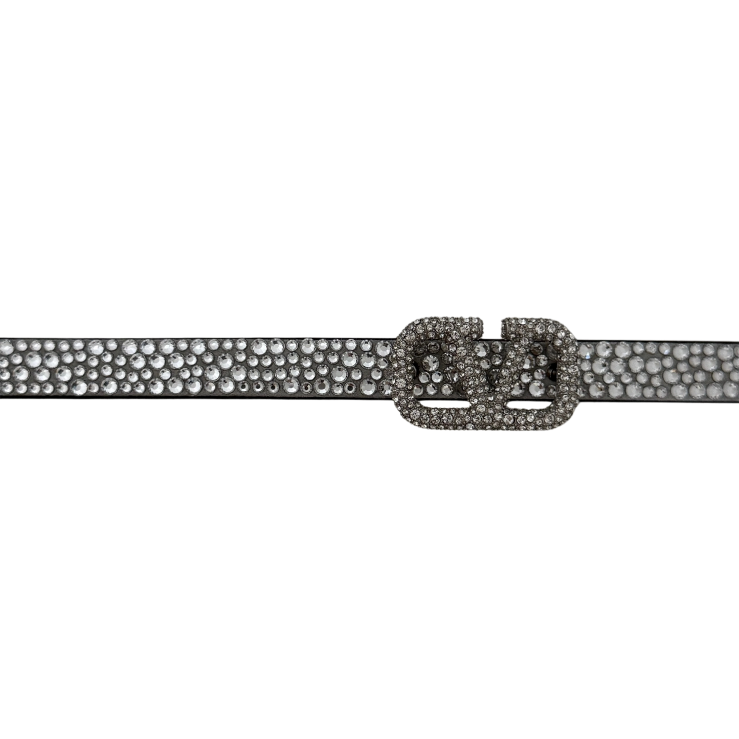 Valentino Garavani Signature Gürtel mit Kristallen 10 mm Silber / neuwertig Valentino