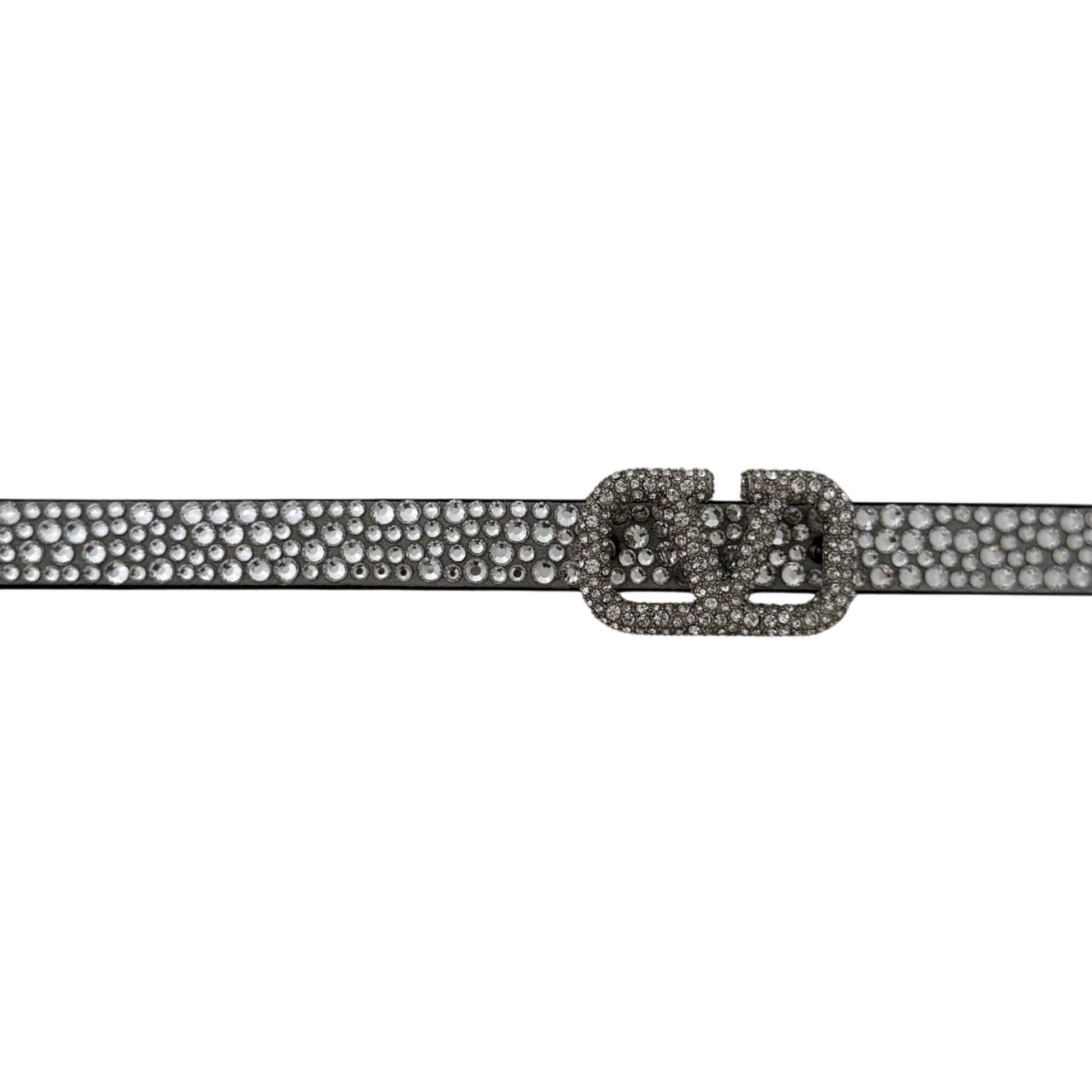 Valentino Garavani Signature Gürtel mit Kristallen 10 mm Silber / neuwertig Valentino