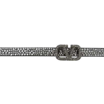 Valentino Garavani Signature Gürtel mit Kristallen 10 mm Silber / neuwertig Valentino