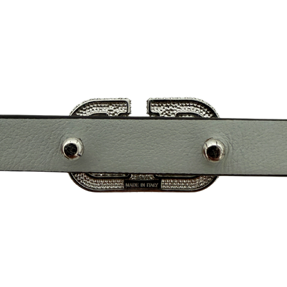 Valentino Garavani Signature Gürtel mit Kristallen 10 mm Silber / neuwertig Valentino
