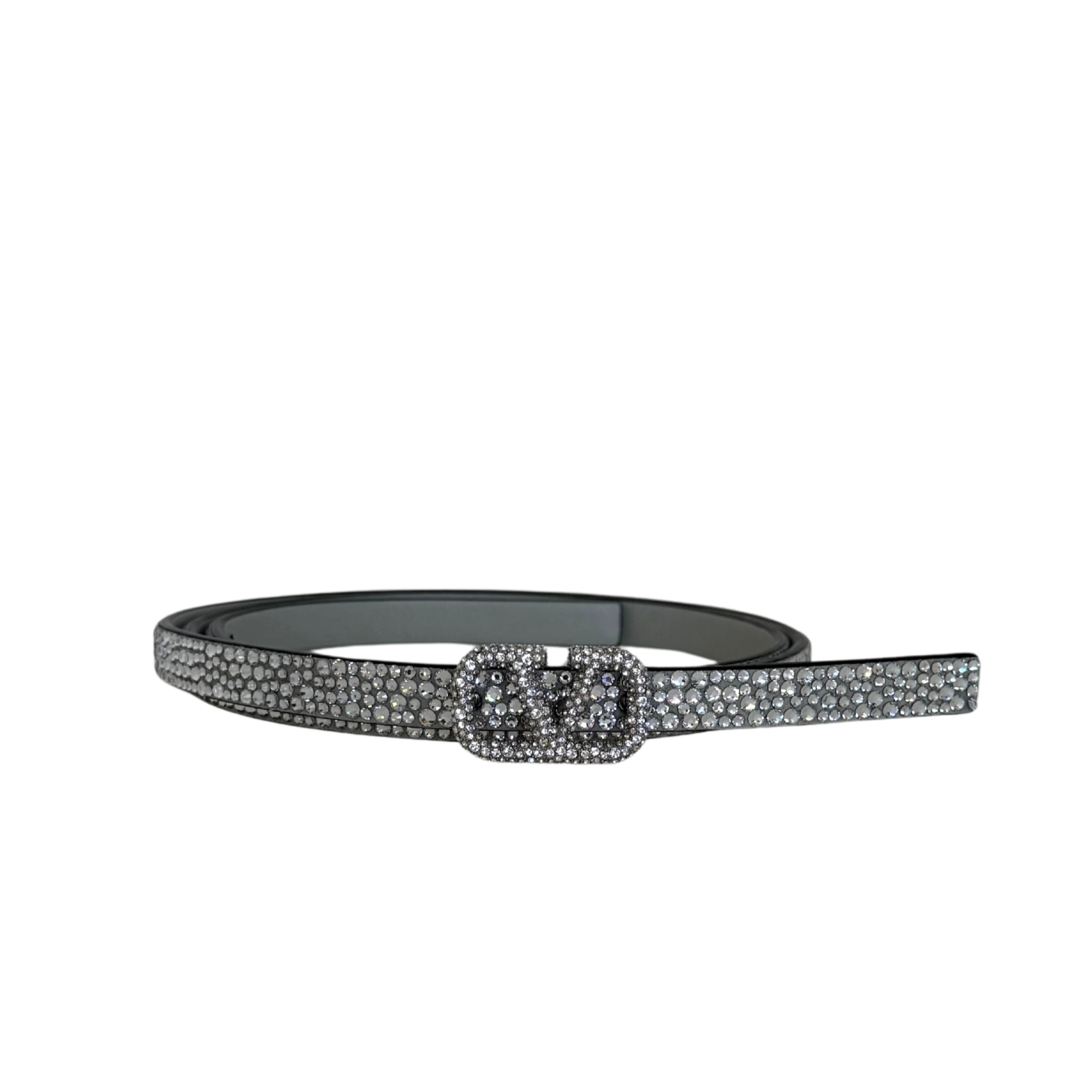 Valentino Garavani VLogo Signature Gürtel mit Kristallen 10 mm Silber / neuwertig Valentino