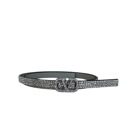 Valentino Garavani VLogo Signature Gürtel mit Kristallen 10 mm Silber / neuwertig Valentino