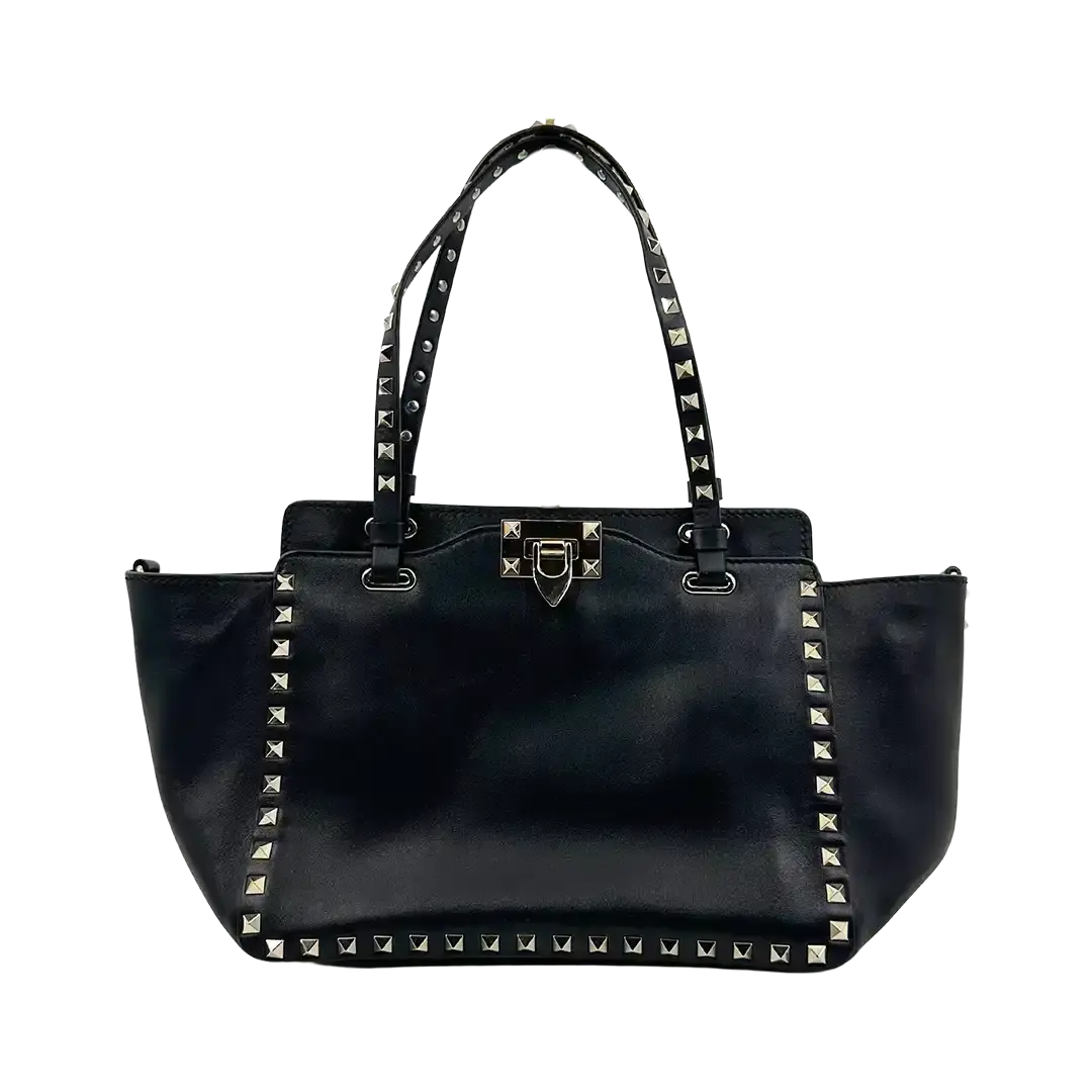 Valentino Garavani Rockstud Shopper Bag Leder schwarz / sehr gut Valentino