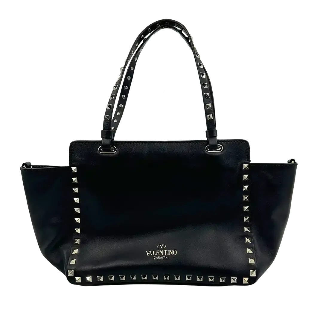 Valentino Garavani Rockstud Shopper Bag Leder schwarz / sehr gut Valentino